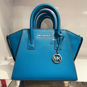 Michael Kors Avril Small Leather Top-Zip Satchel Color Lagoon